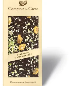 Tablette Chocolat noir Pistache caramélisée Comptoir du Cacao 90g