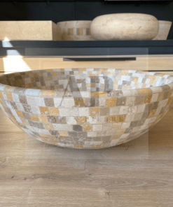 Vasque mosaïque en travertin aux Nuances Oranges – Terra